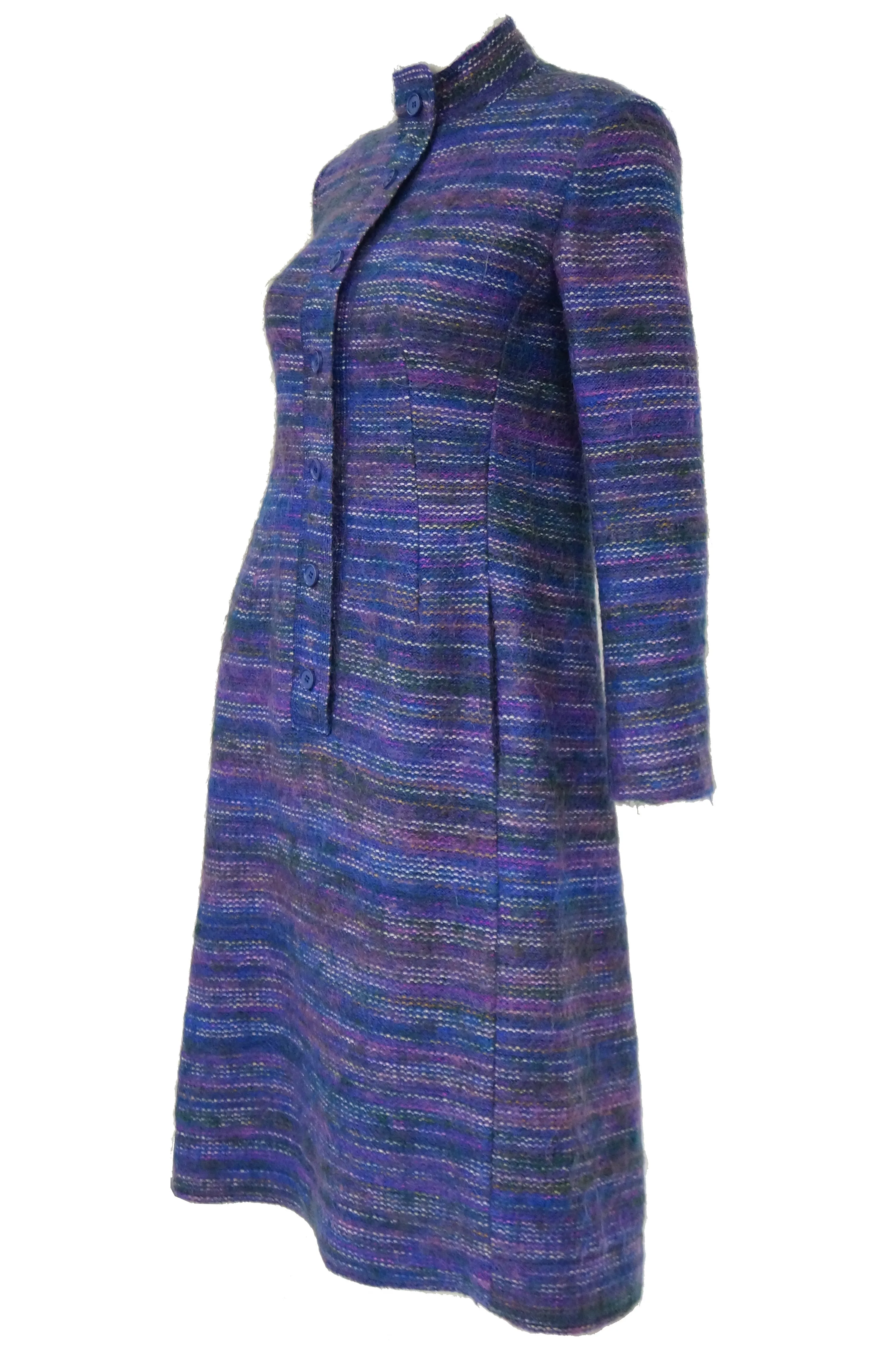 1960s Givenchy Aubergine Mohair Wool Shift Dress