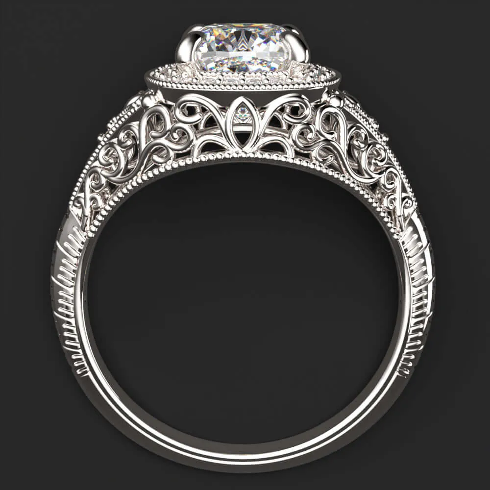 2ct CERTIFIED I VVS1 DIAMOND ENGAGEMENT RING VINTAGE STYLE HALO CUSHION FILIGREE