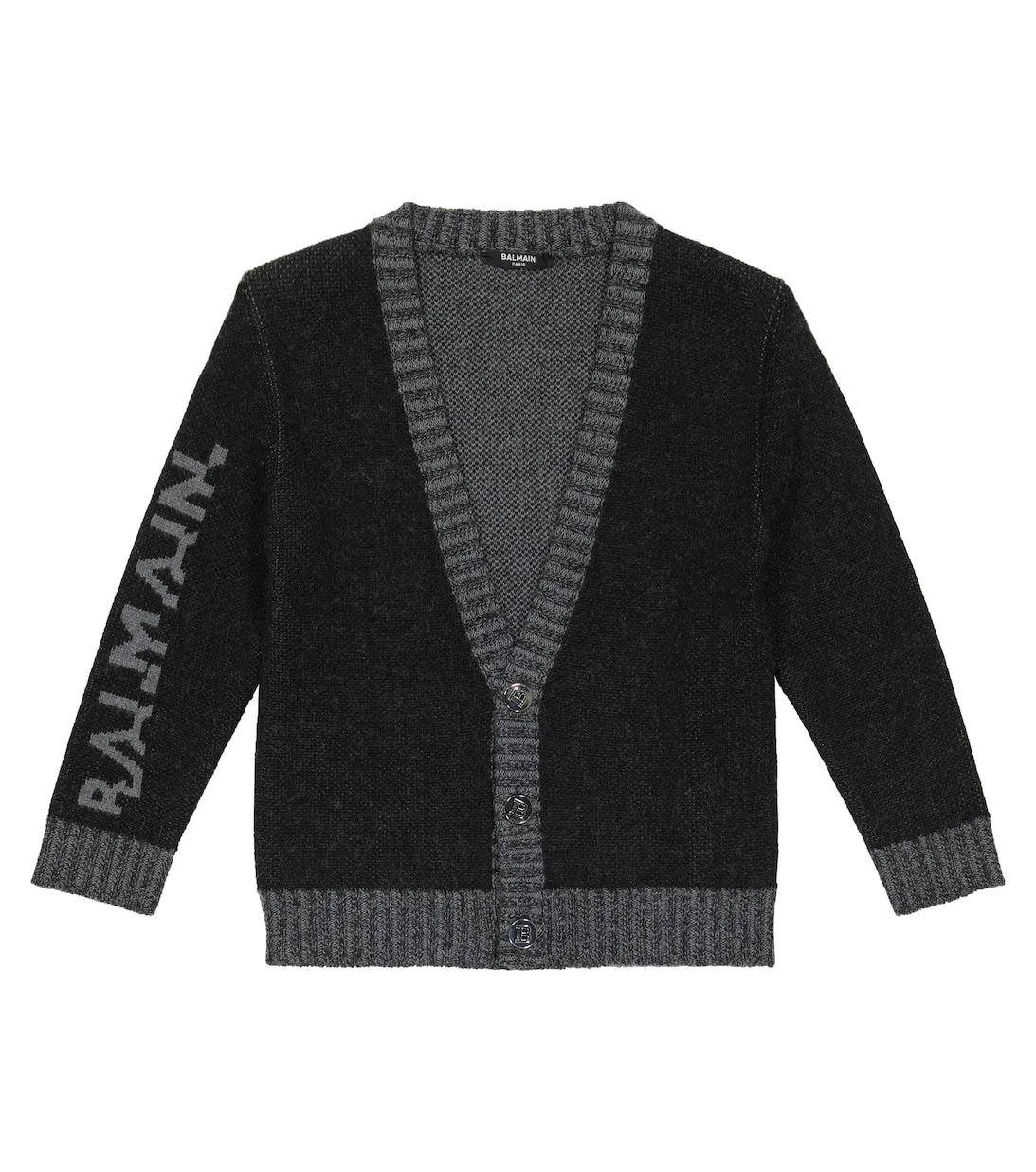 Balmain Logo Intarsia Cardigan, Black
