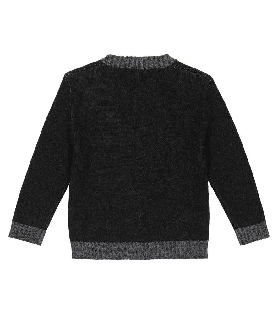 Balmain Logo Intarsia Cardigan, Black