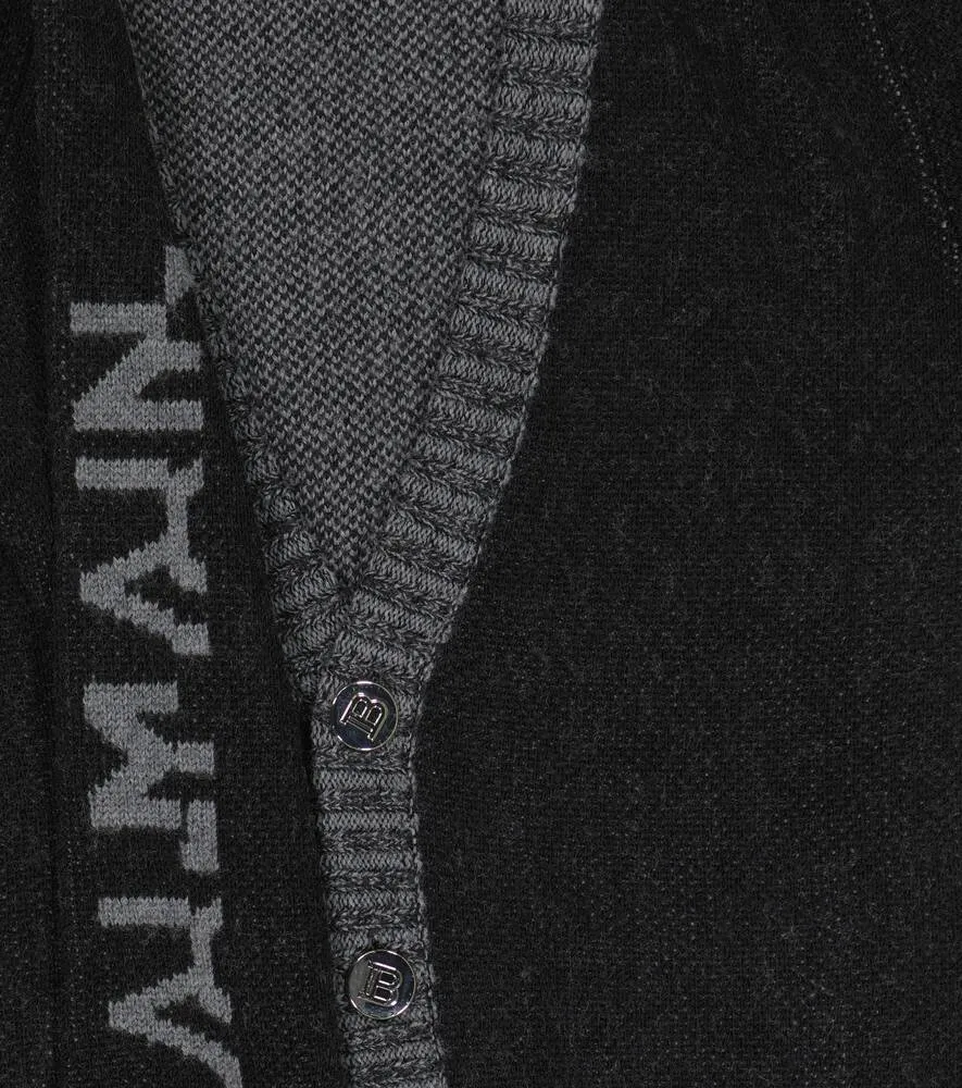 Balmain Logo Intarsia Cardigan, Black
