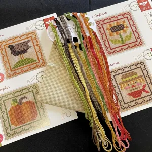 Bee In My Bonnet Stitch Cards Set R - KIT - Includes Pattern, Floss & 14ct Aida
