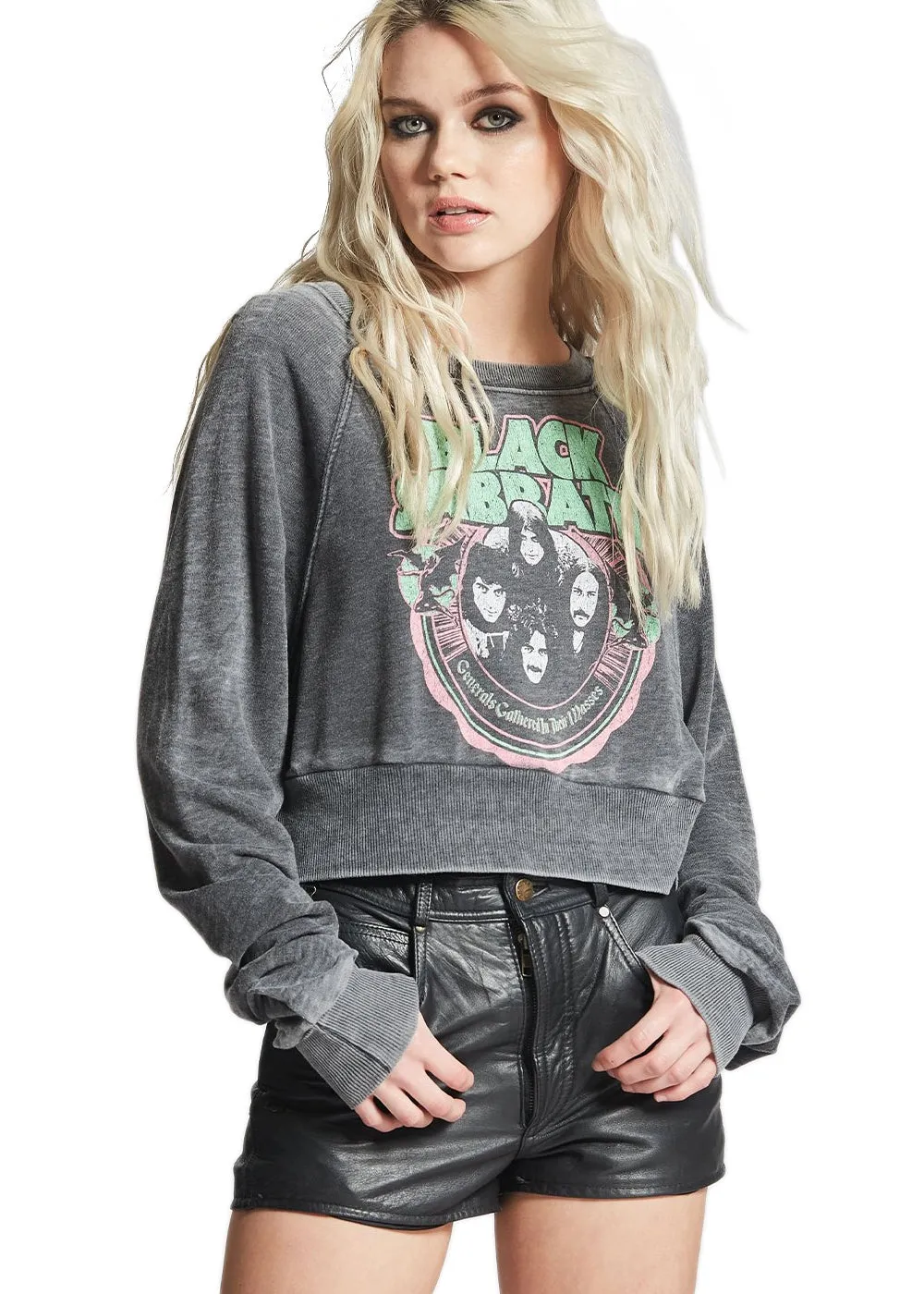 Black Sabbath Cropped Sweatshirt by Recycled Karma