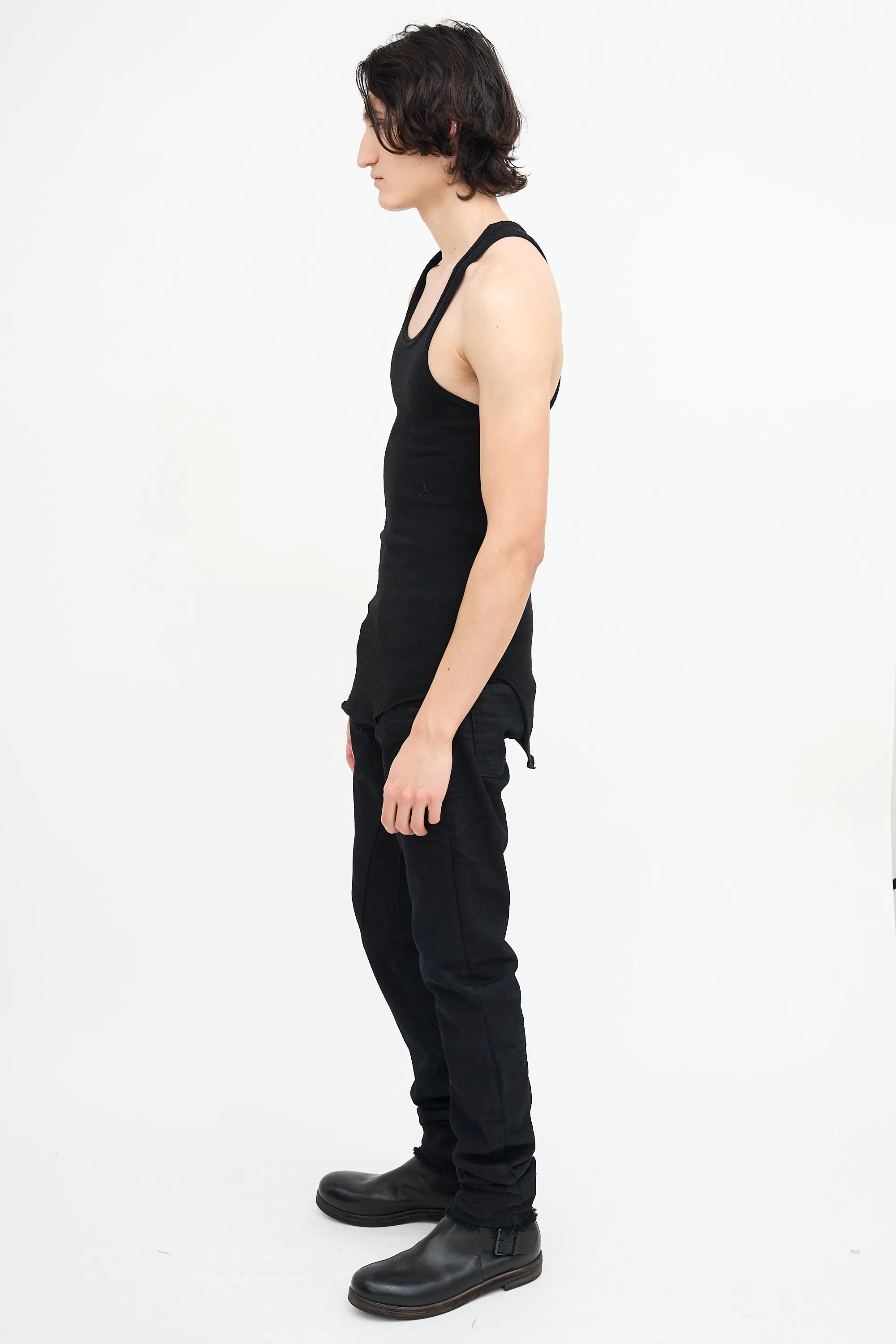 Black Wool Scoop Tank Top