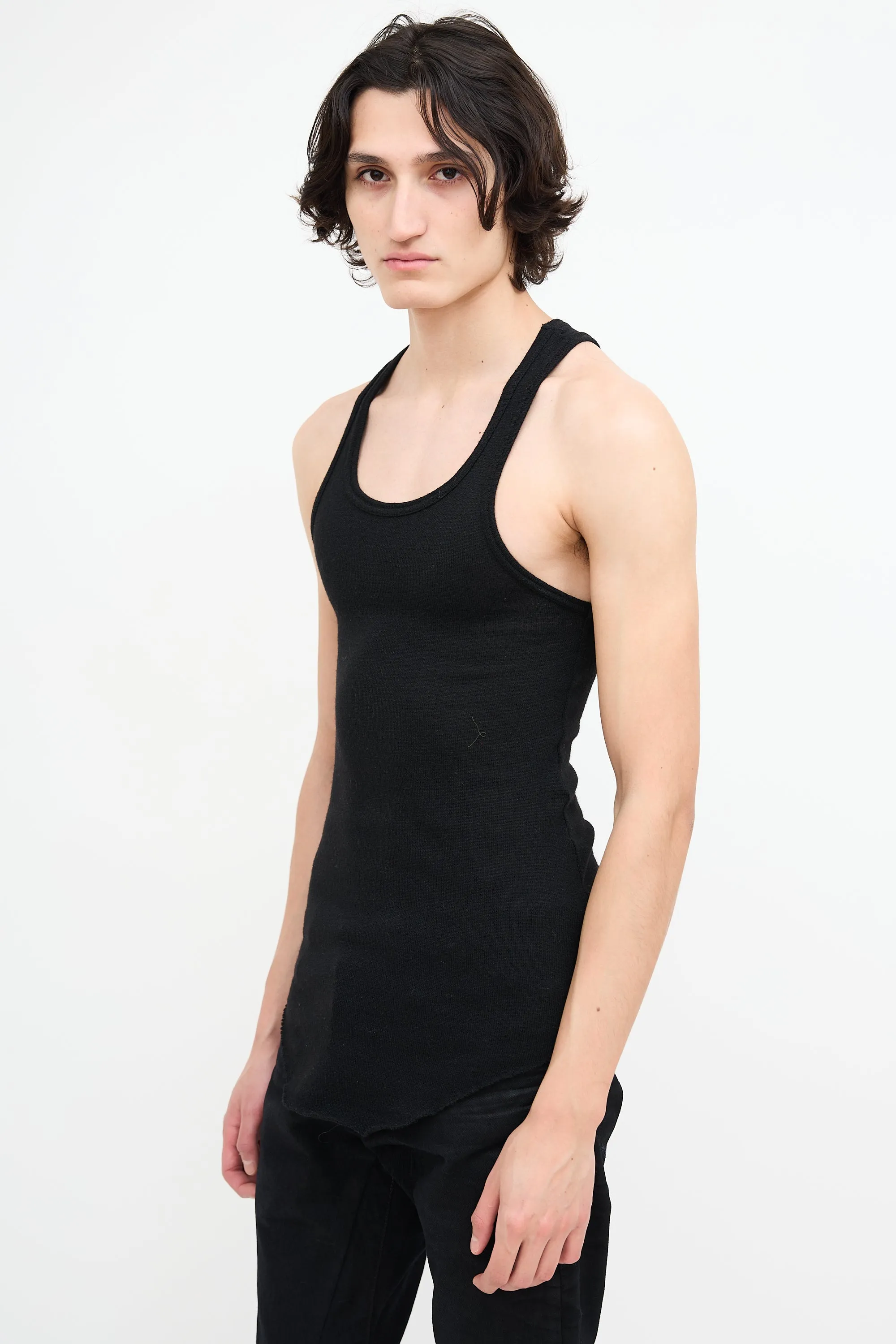 Black Wool Scoop Tank Top