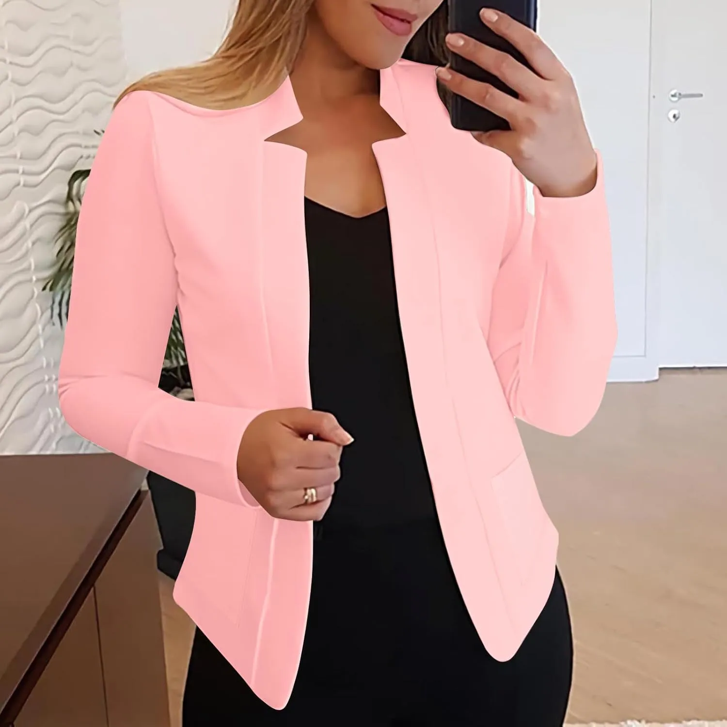 Blazers for Women Business Casual Work Office Suit Coat Tops Cropped Cardigan Jacket 2025 Fall Long Sleeve Outerwear