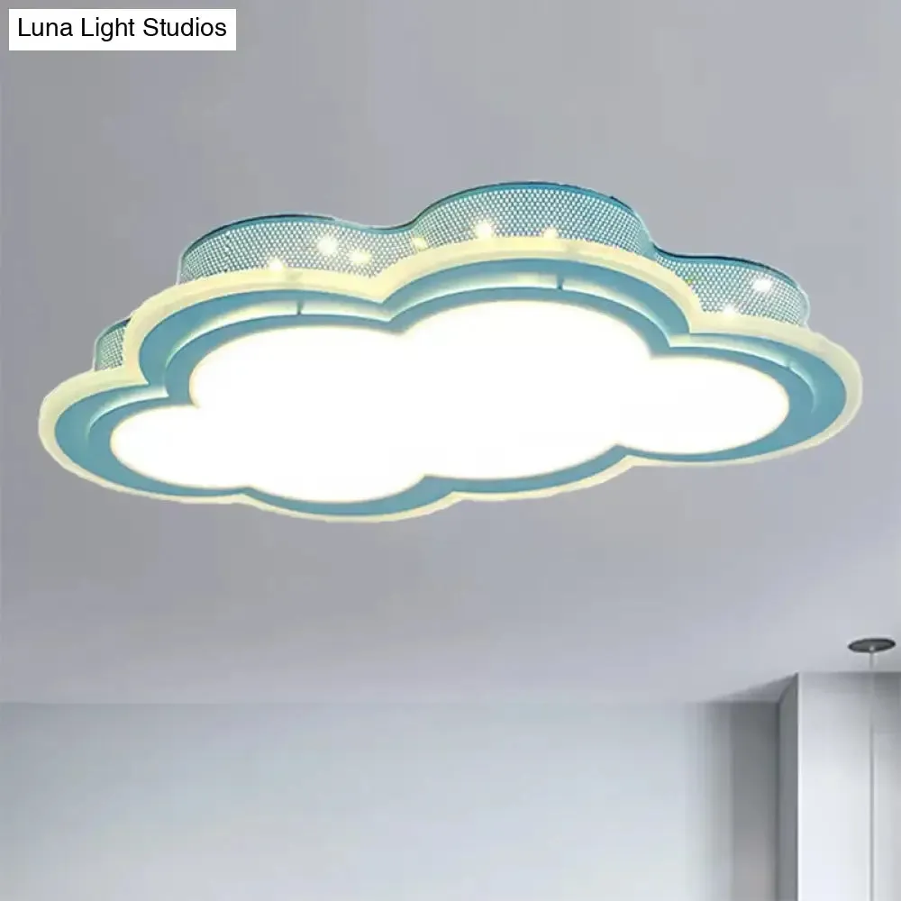 Blue LED Hollow Cloud Ceiling Lamp for Contemporary Kid's Bedroom
