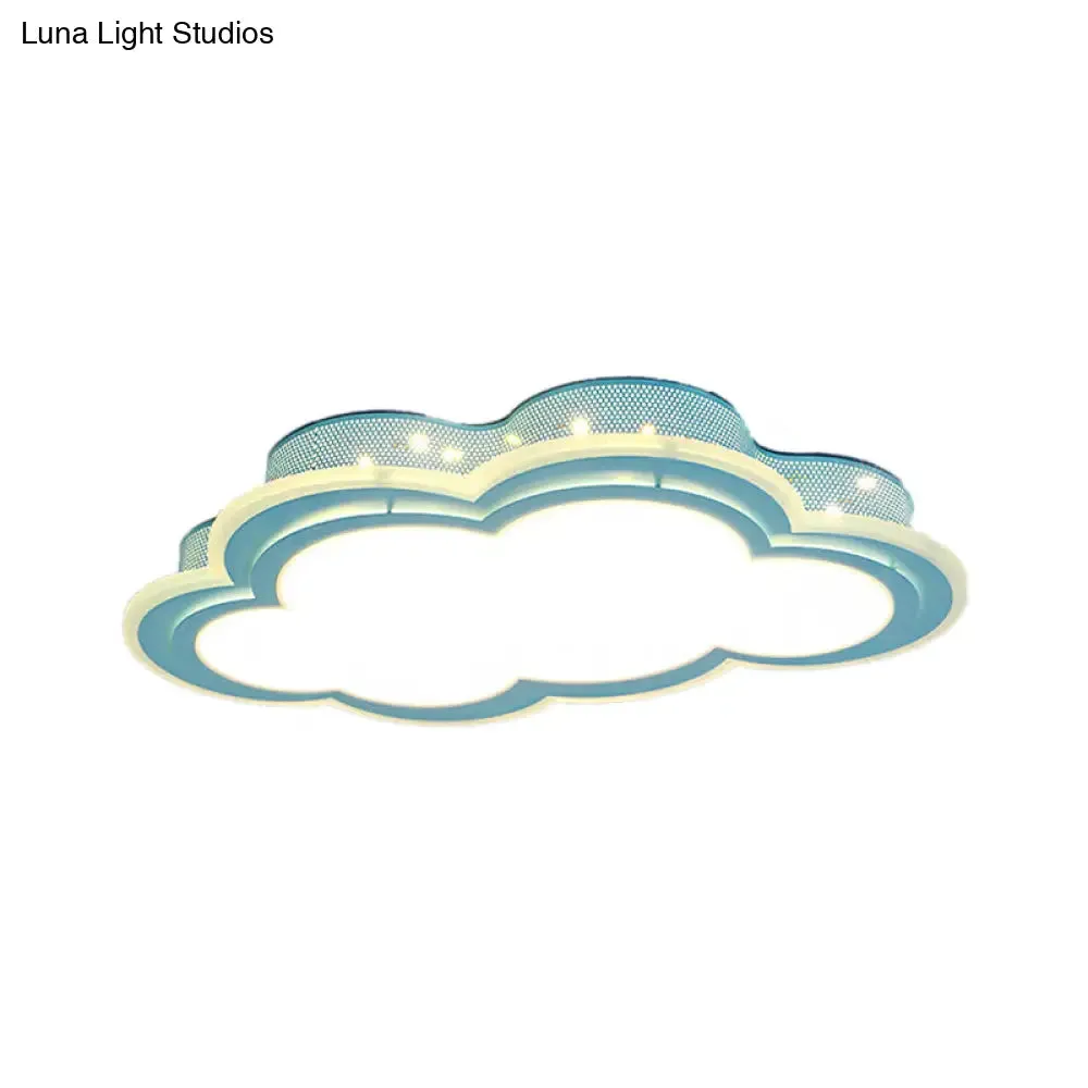Blue LED Hollow Cloud Ceiling Lamp for Contemporary Kid's Bedroom
