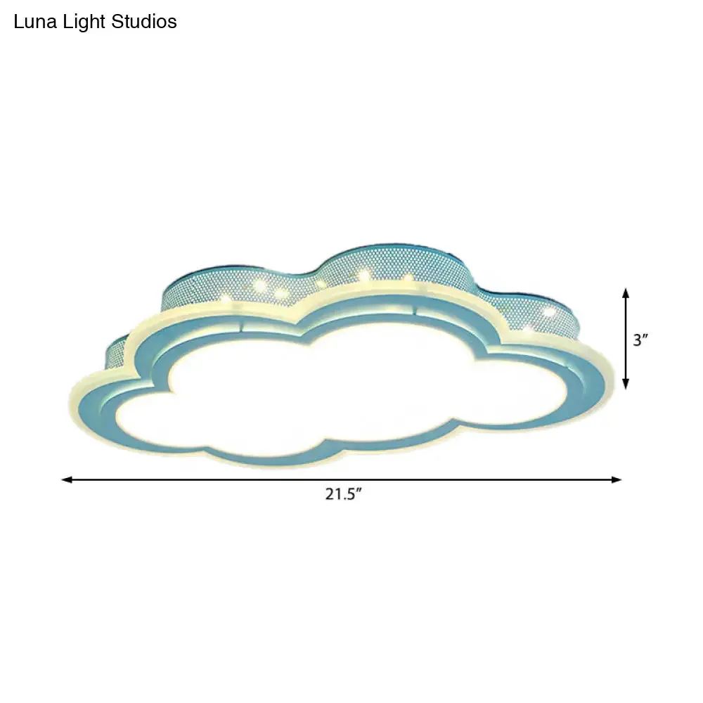 Blue LED Hollow Cloud Ceiling Lamp for Contemporary Kid's Bedroom