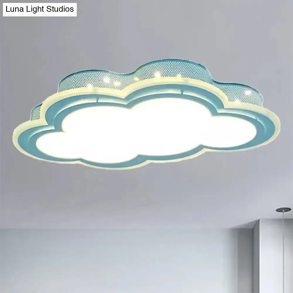 Blue LED Hollow Cloud Ceiling Lamp for Contemporary Kid's Bedroom