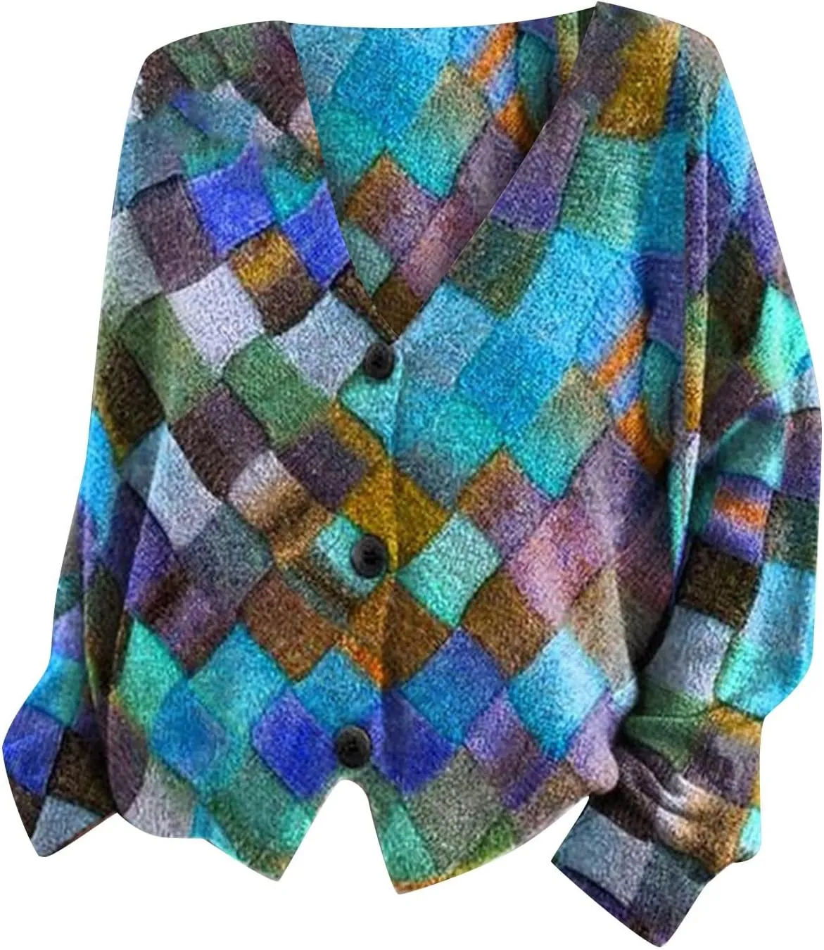 Cardigan Sweaters for Women Fall Casual Floral Printed Long Sleeve Button V-Neck Open Front Lightweight Loose Outwear