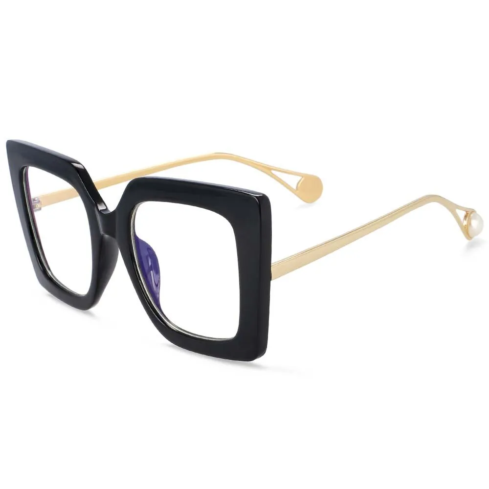 CCspace Women's Oversized Square Cat Eye Resin Alloy Frame Eyeglasses 54242