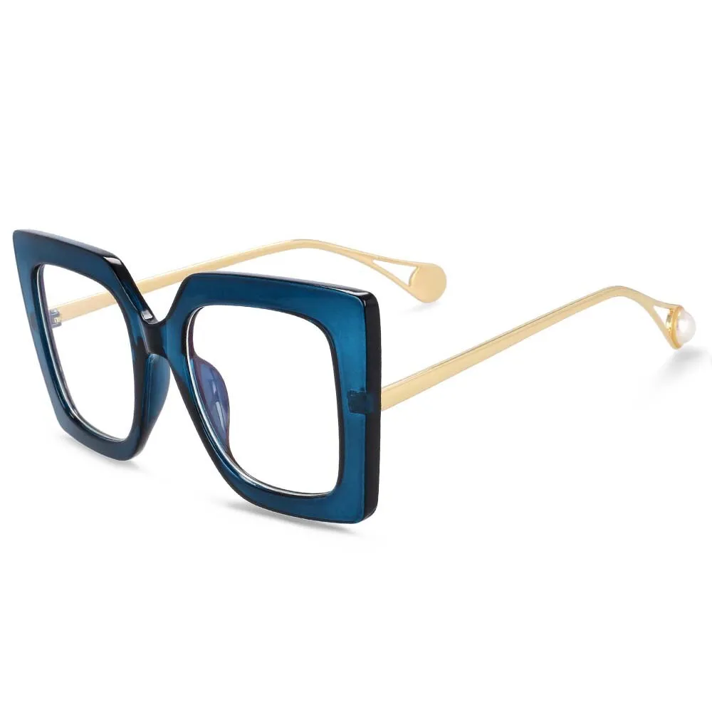 CCspace Women's Oversized Square Cat Eye Resin Alloy Frame Eyeglasses 54242