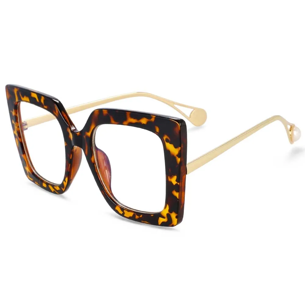 CCspace Women's Oversized Square Cat Eye Resin Alloy Frame Eyeglasses 54242