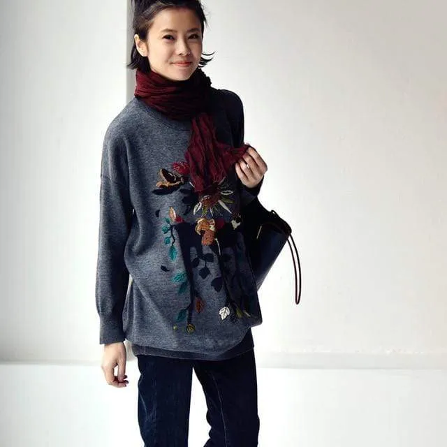 Christina Embroidered Cartoon Sweater