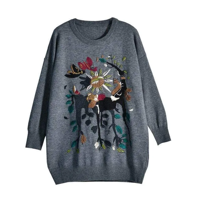 Christina Embroidered Cartoon Sweater