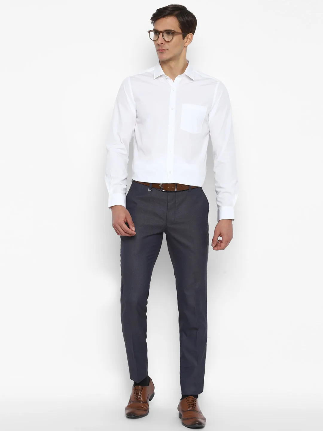 Cotton White Solid Slim Fit Shirt