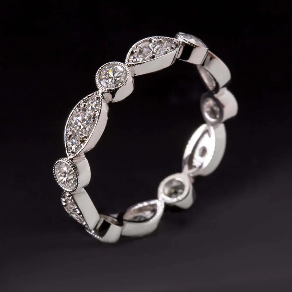 EXCELLENT CUT 1.22c DIAMOND ETERNITY BAND G VS2 VINTAGE STYLE WEDDING RING STACK