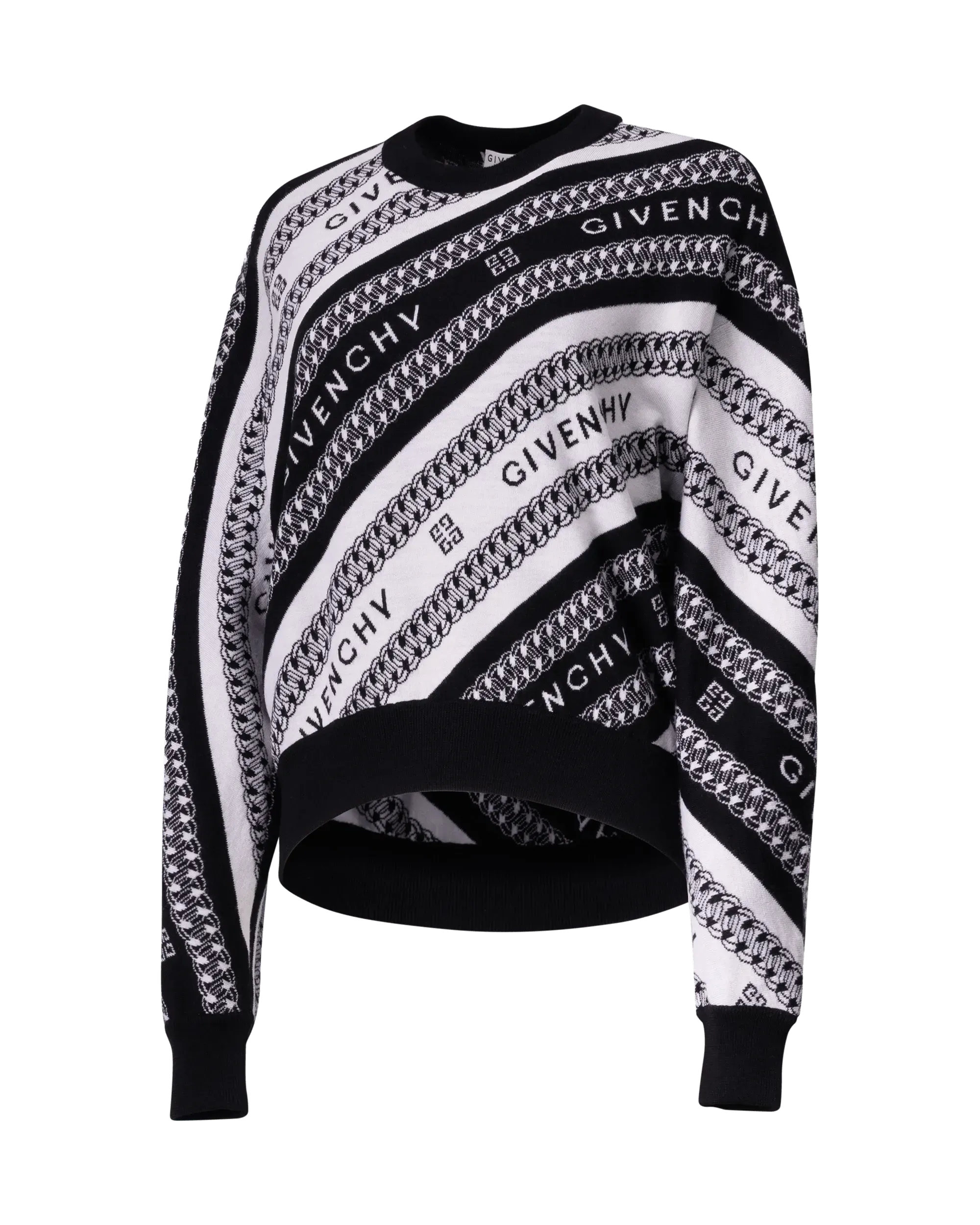 Graphic Chain & Logo Crewneck Sweater