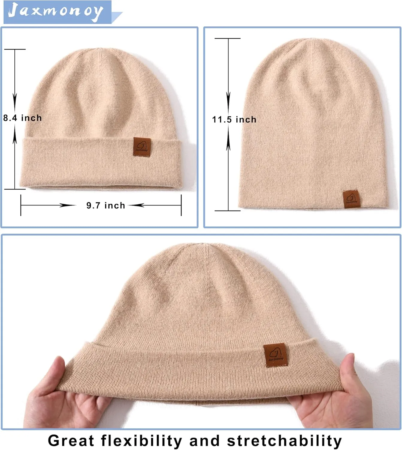jaxmonoy Slouchy Knit Beanies Winter Hats for Women Men Soft Warm Reversible Slouch Cuffed Skull Knitted Beanie Cap