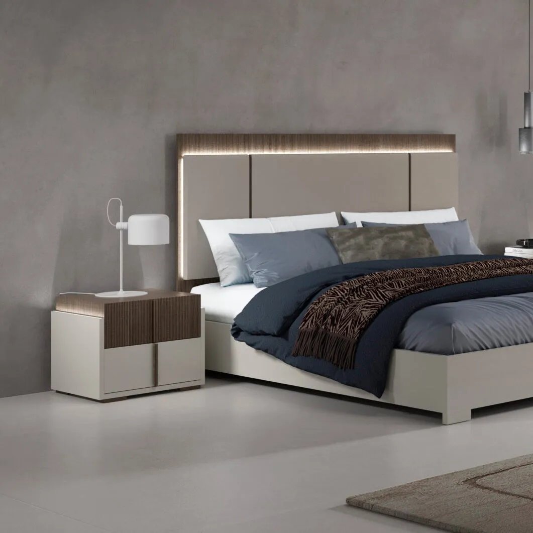 LIVIA Hazel Taupe Nightstand - Fabelli Italia