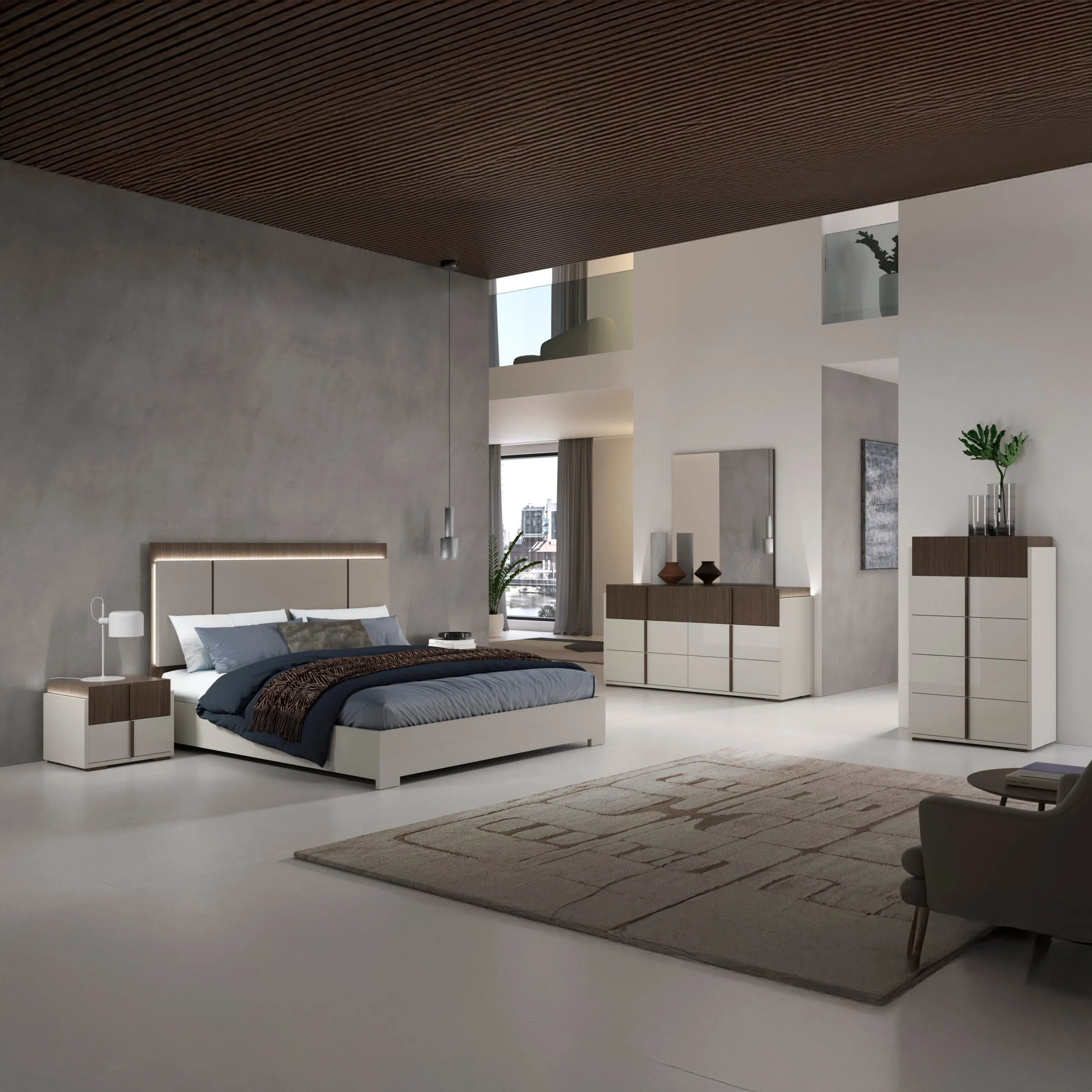 LIVIA Hazel Taupe Nightstand - Fabelli Italia