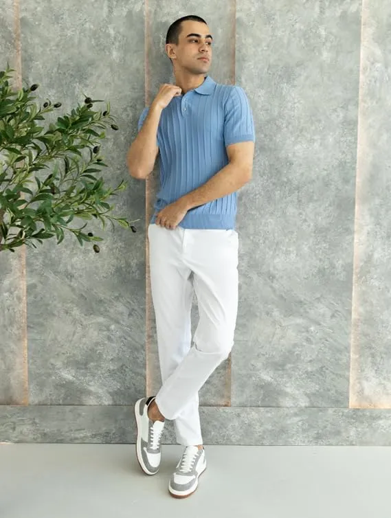 Men's 100% Cotton Slim Fit Polo Shirt  Lightweight Breathable Short Sleeve Tee for Summer, Blue/Beige/Gray/Navy