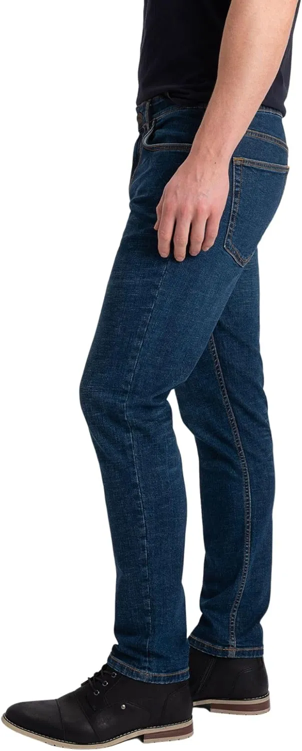 Mens Jeans Stretch Denim Slim Straight Tapered Leg Soft Cotton