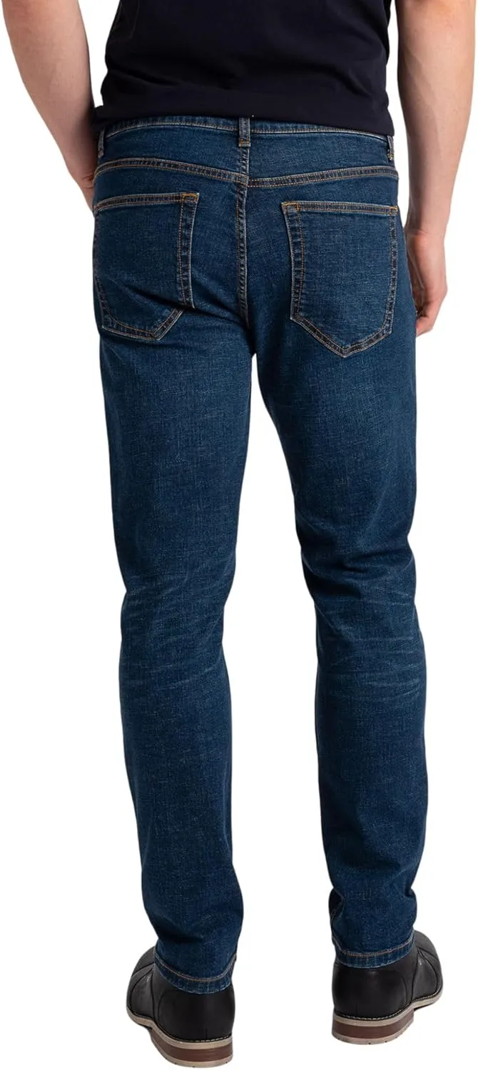 Mens Jeans Stretch Denim Slim Straight Tapered Leg Soft Cotton