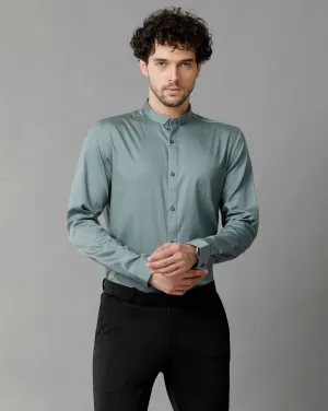Men's Sea Satin Stretch Green  Shirt