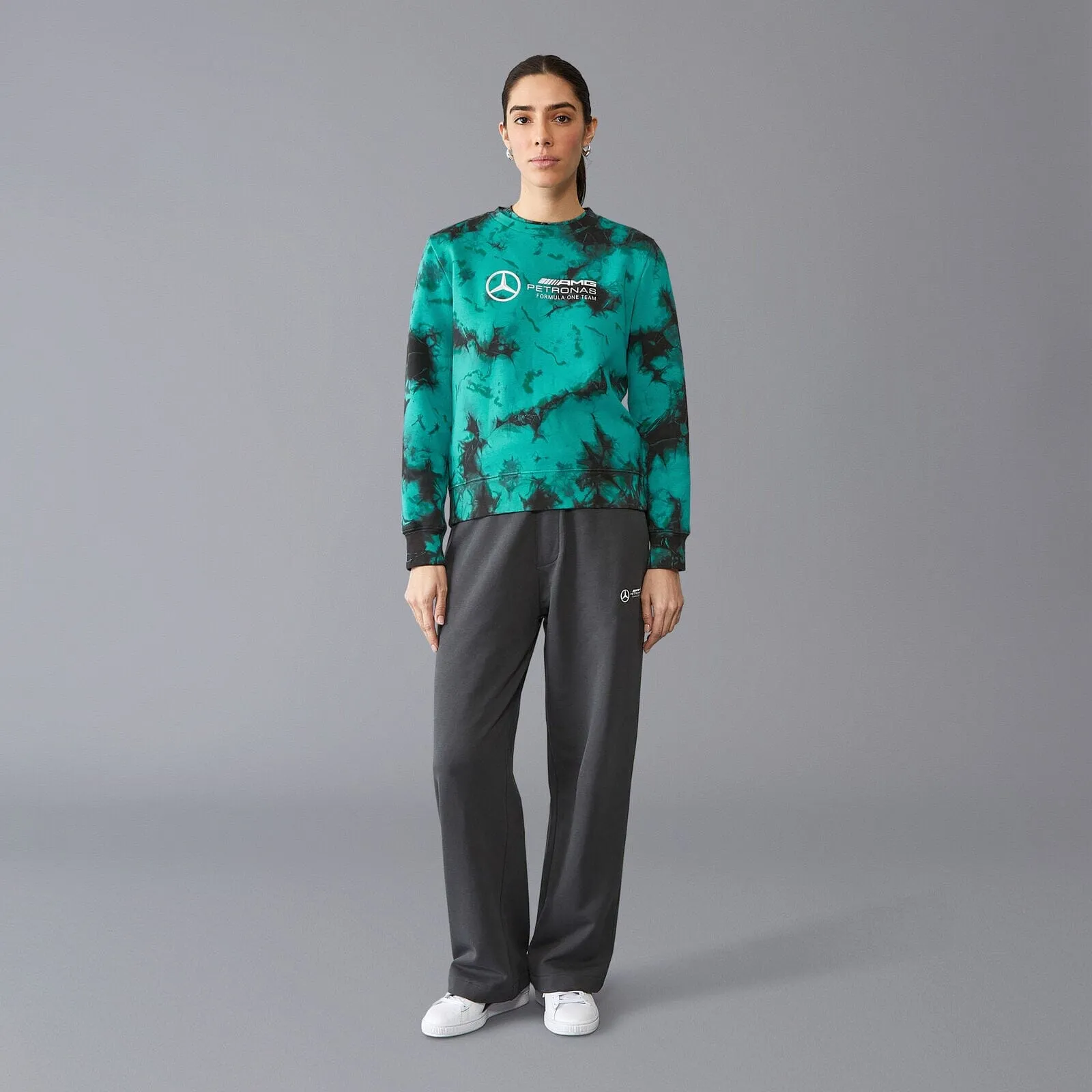 Mercedes AMG Petronas F1 Women's Tie Dye Crew Neck Sweatshirt