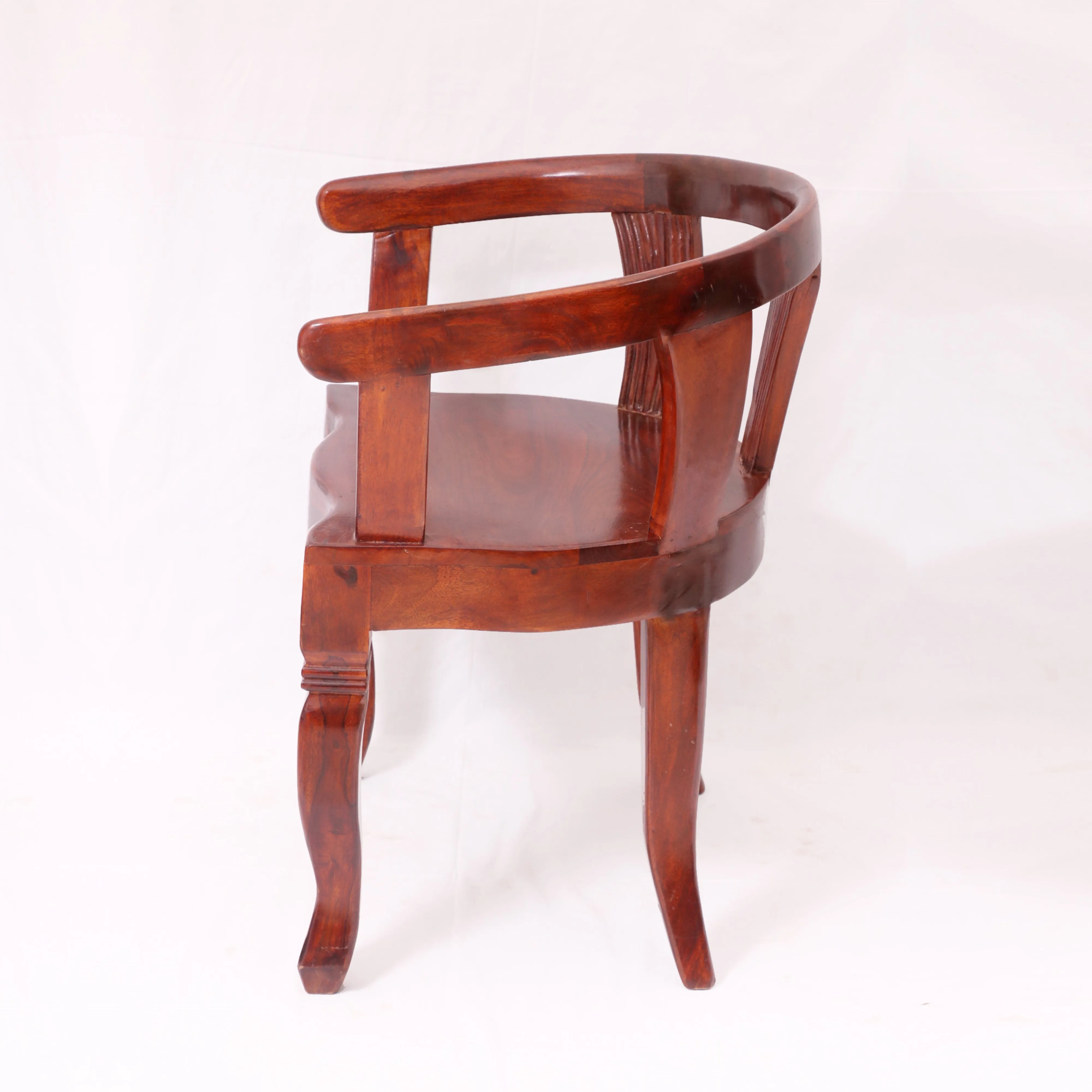 Mohagany Tone Rounded Arms Wooden Chair