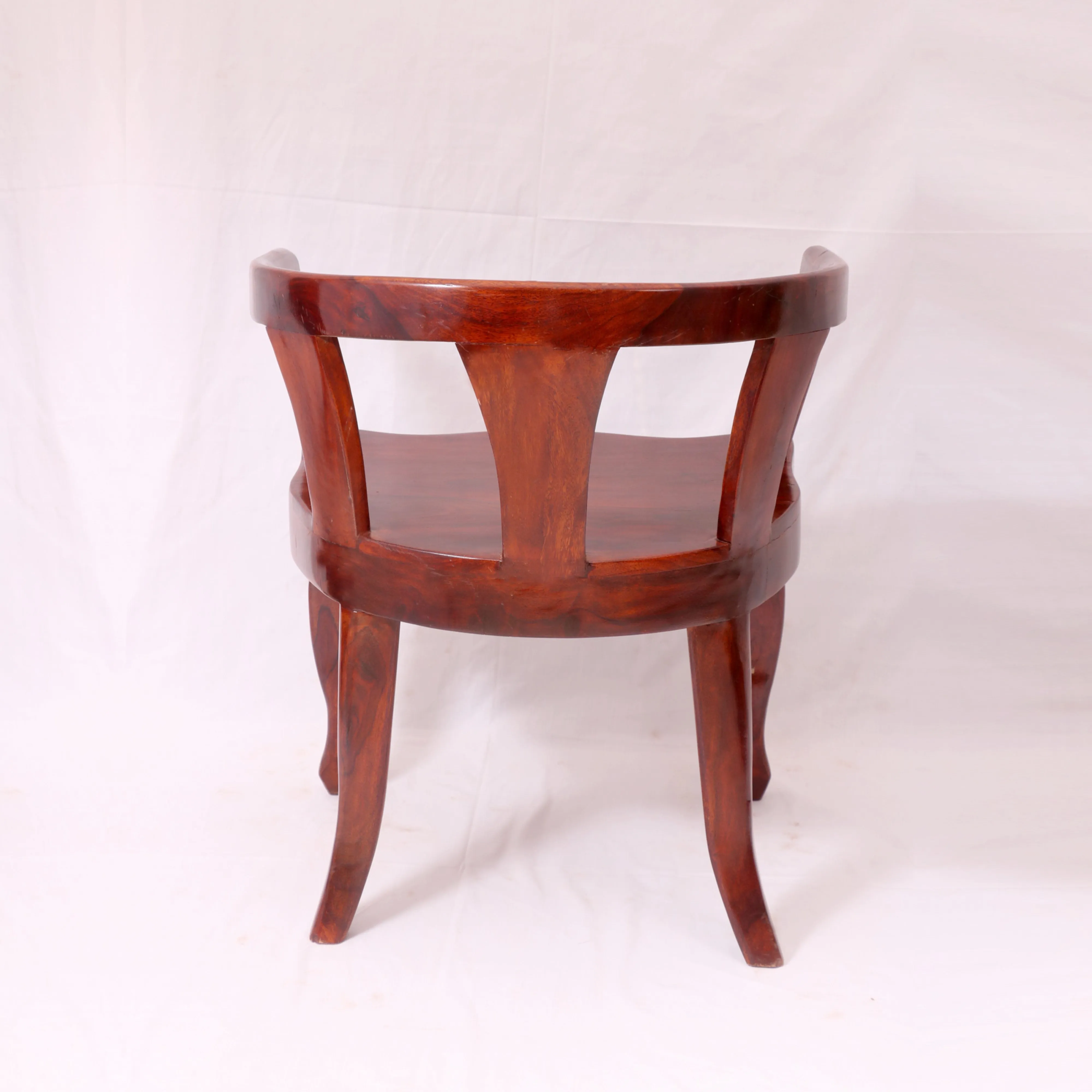 Mohagany Tone Rounded Arms Wooden Chair