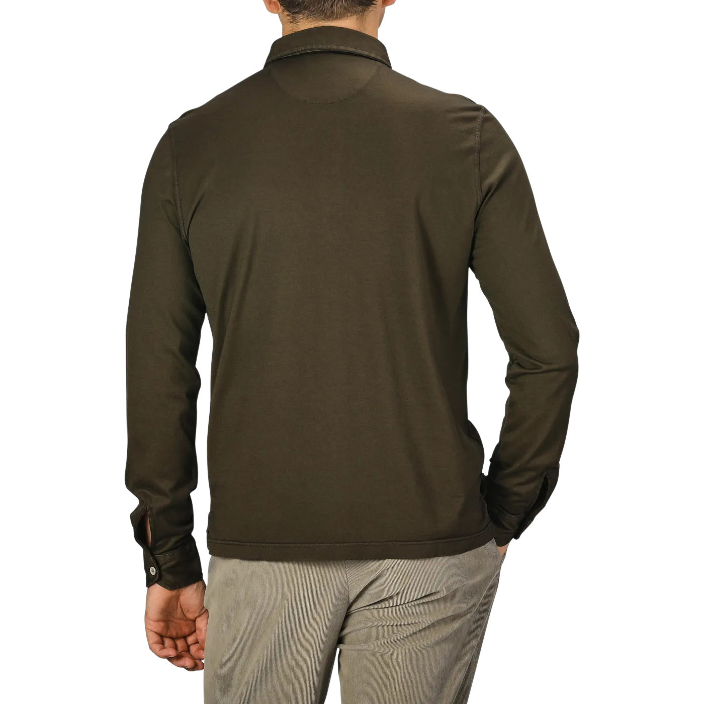 Moss Green Organic Cotton LS Polo Shirt