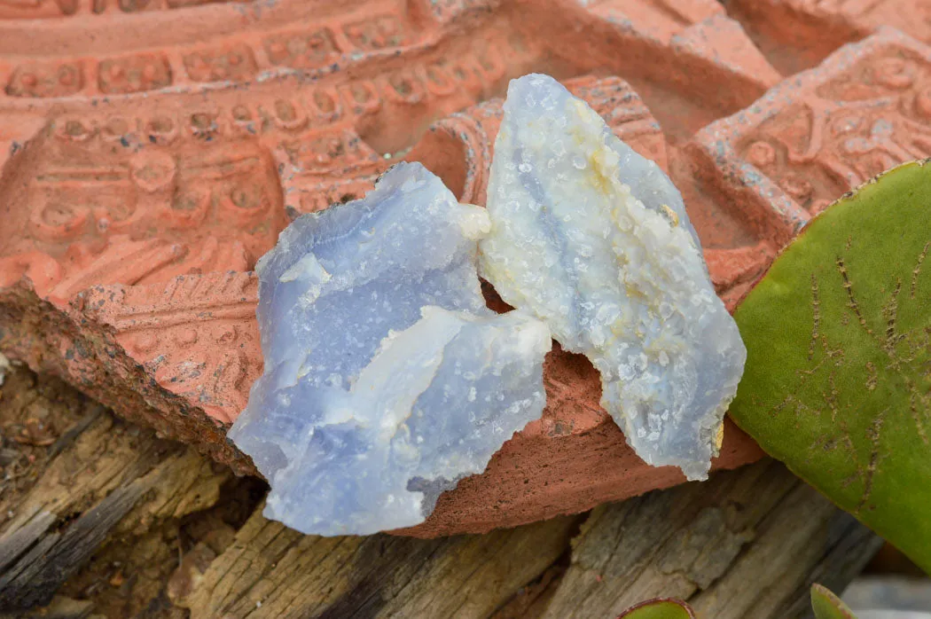 Natural Etched Blue Chalcedony Specimens  x 12 From Nsanje, Malawi