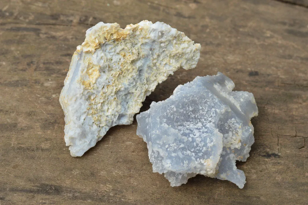 Natural Etched Blue Chalcedony Specimens  x 12 From Nsanje, Malawi