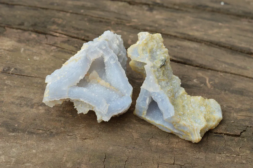 Natural Etched Blue Chalcedony Specimens  x 12 From Nsanje, Malawi