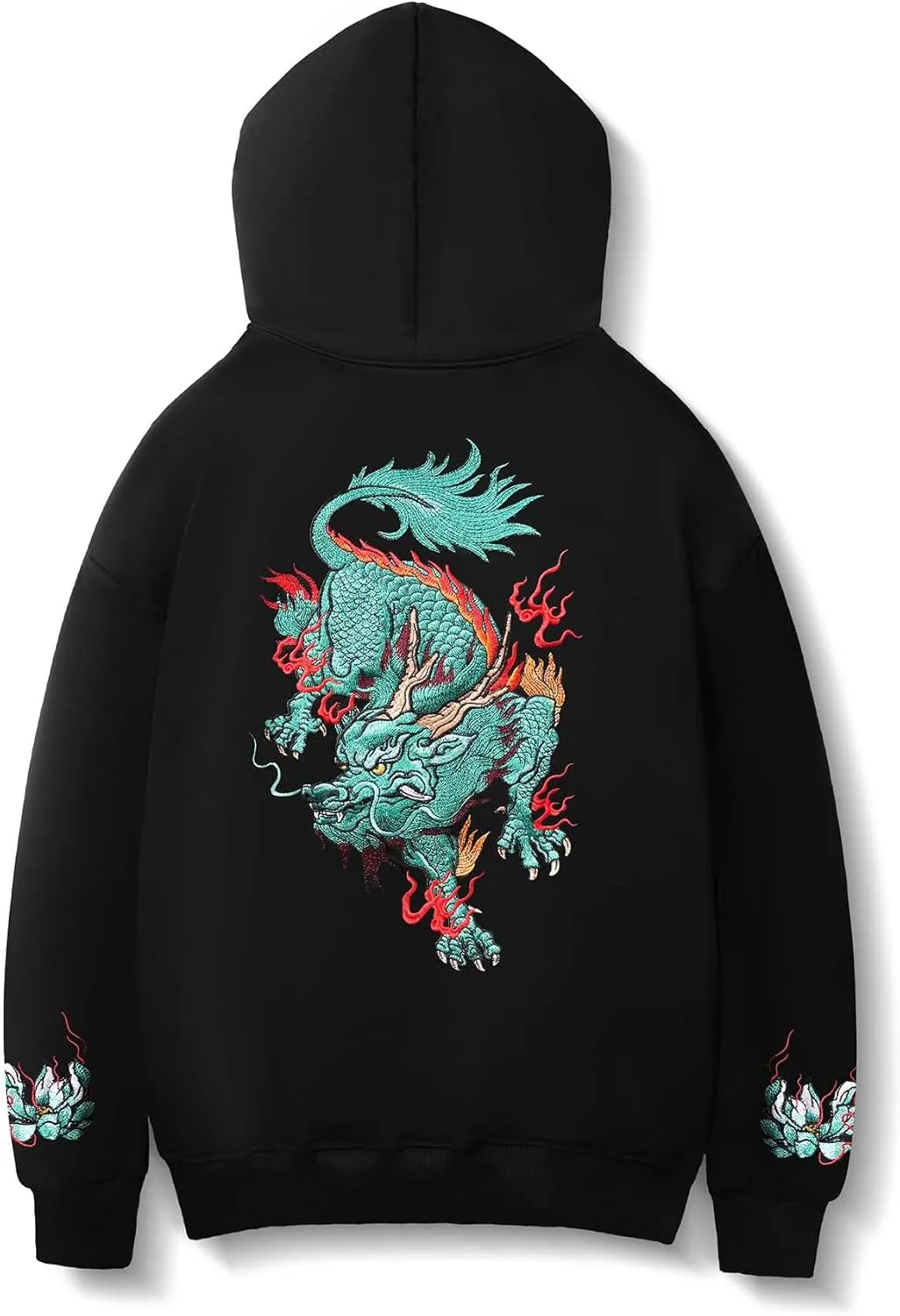 Niepce Inc Streetwear Men's Dragon Embroidered Heavyweight Graphic Hoodies