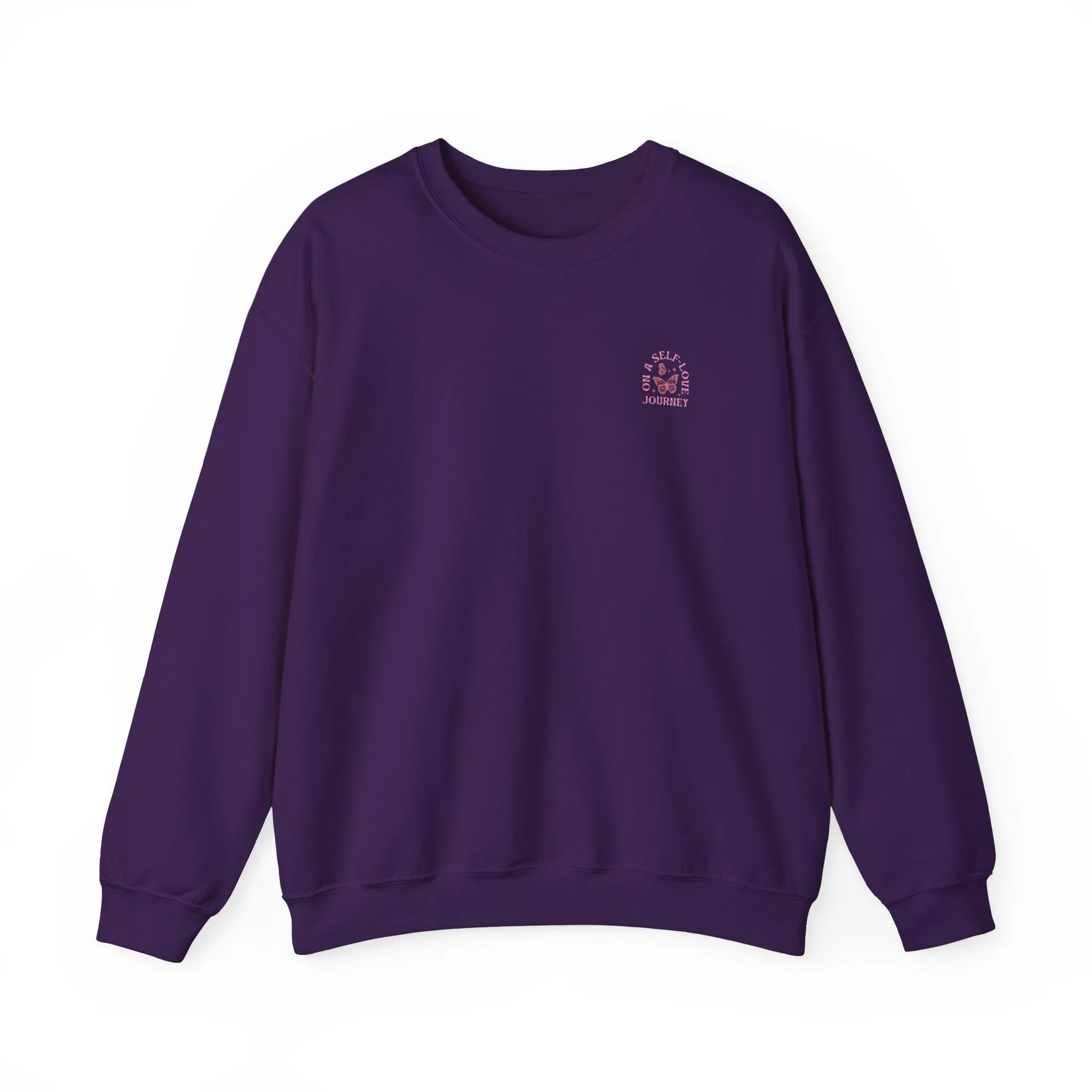 On A Self love Journey Front and back Double sided shirt Self Love club Happiness Unisex Heavy Blend™ Crewneck Sweatshirt