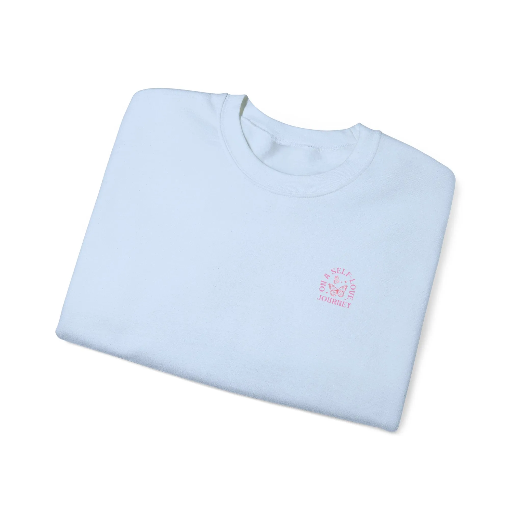 On A Self love Journey Front and back Double sided shirt Self Love club Happiness Unisex Heavy Blend™ Crewneck Sweatshirt