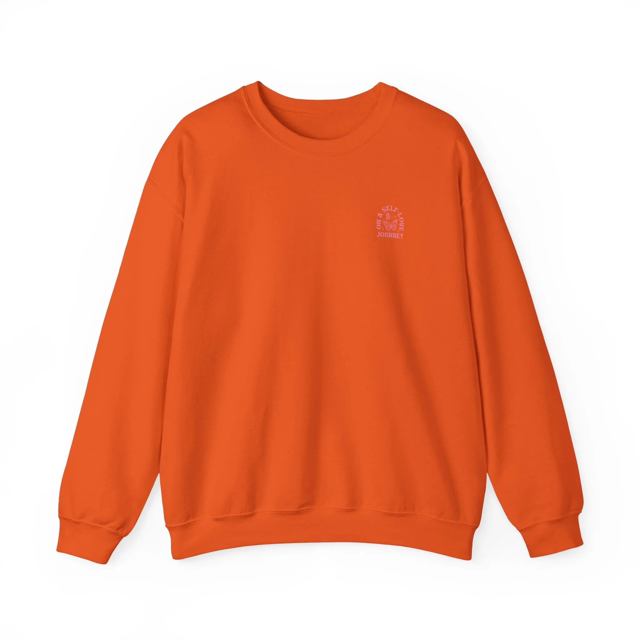 On A Self love Journey Front and back Double sided shirt Self Love club Happiness Unisex Heavy Blend™ Crewneck Sweatshirt