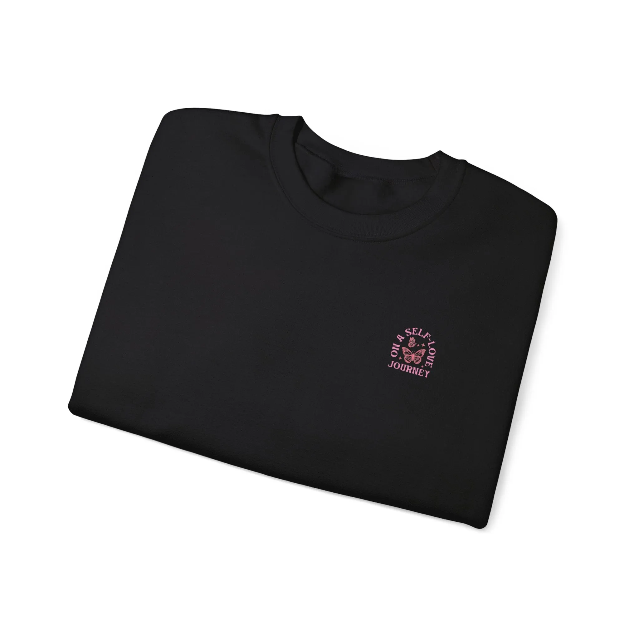 On A Self love Journey Front and back Double sided shirt Self Love club Happiness Unisex Heavy Blend™ Crewneck Sweatshirt