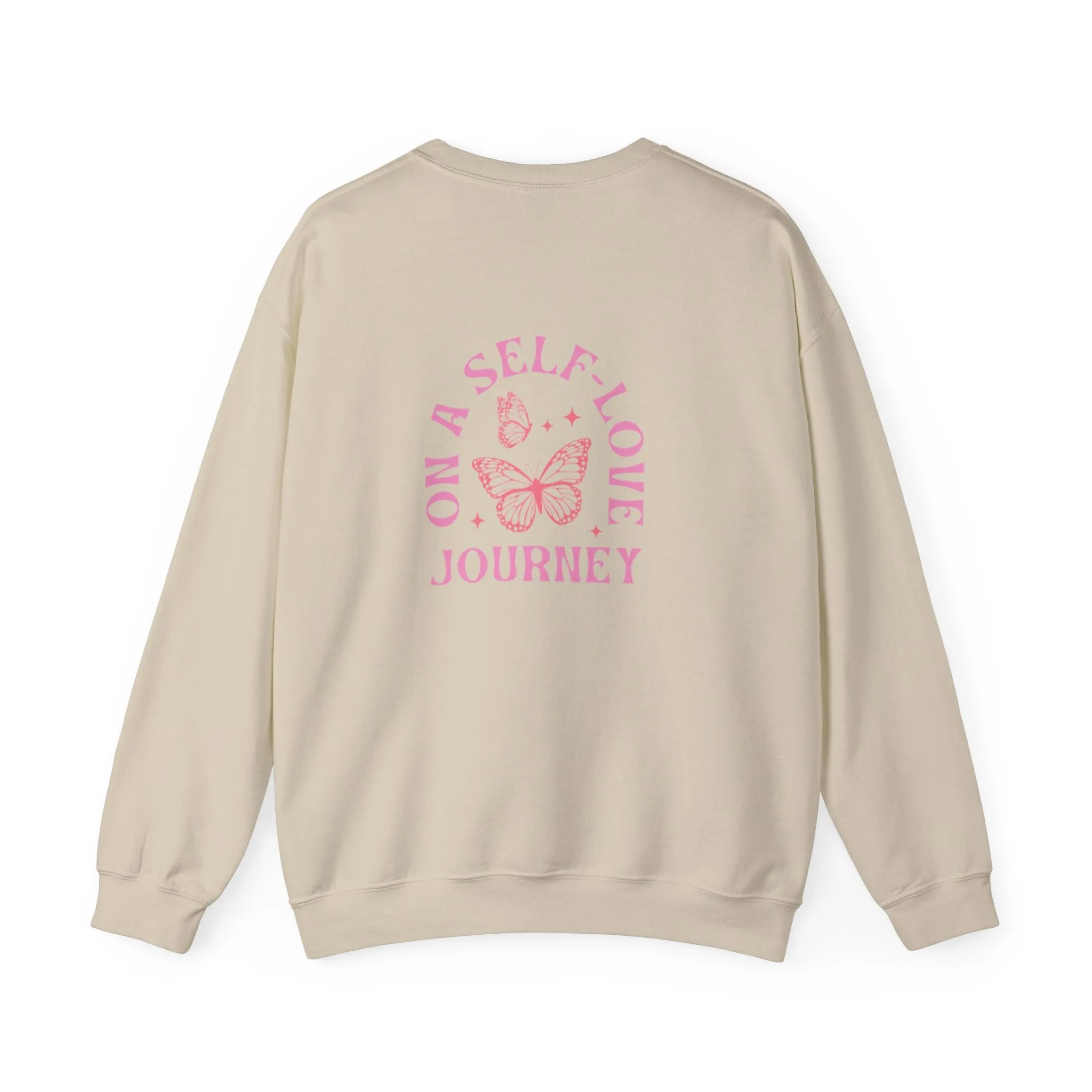 On A Self love Journey Front and back Double sided shirt Self Love club Happiness Unisex Heavy Blend™ Crewneck Sweatshirt
