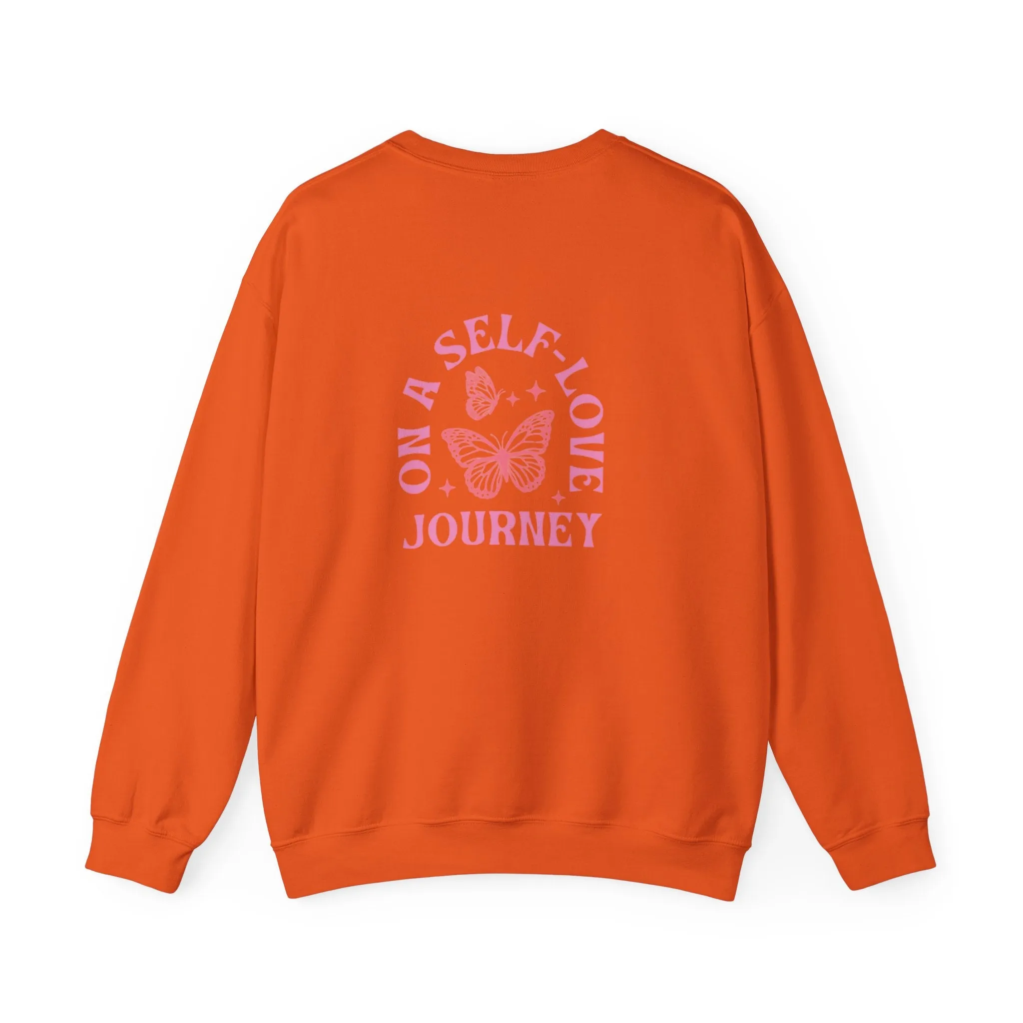 On A Self love Journey Front and back Double sided shirt Self Love club Happiness Unisex Heavy Blend™ Crewneck Sweatshirt