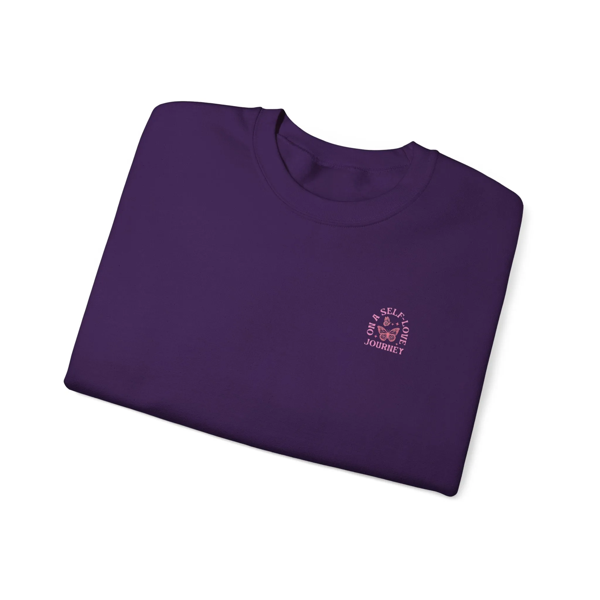 On A Self love Journey Front and back Double sided shirt Self Love club Happiness Unisex Heavy Blend™ Crewneck Sweatshirt