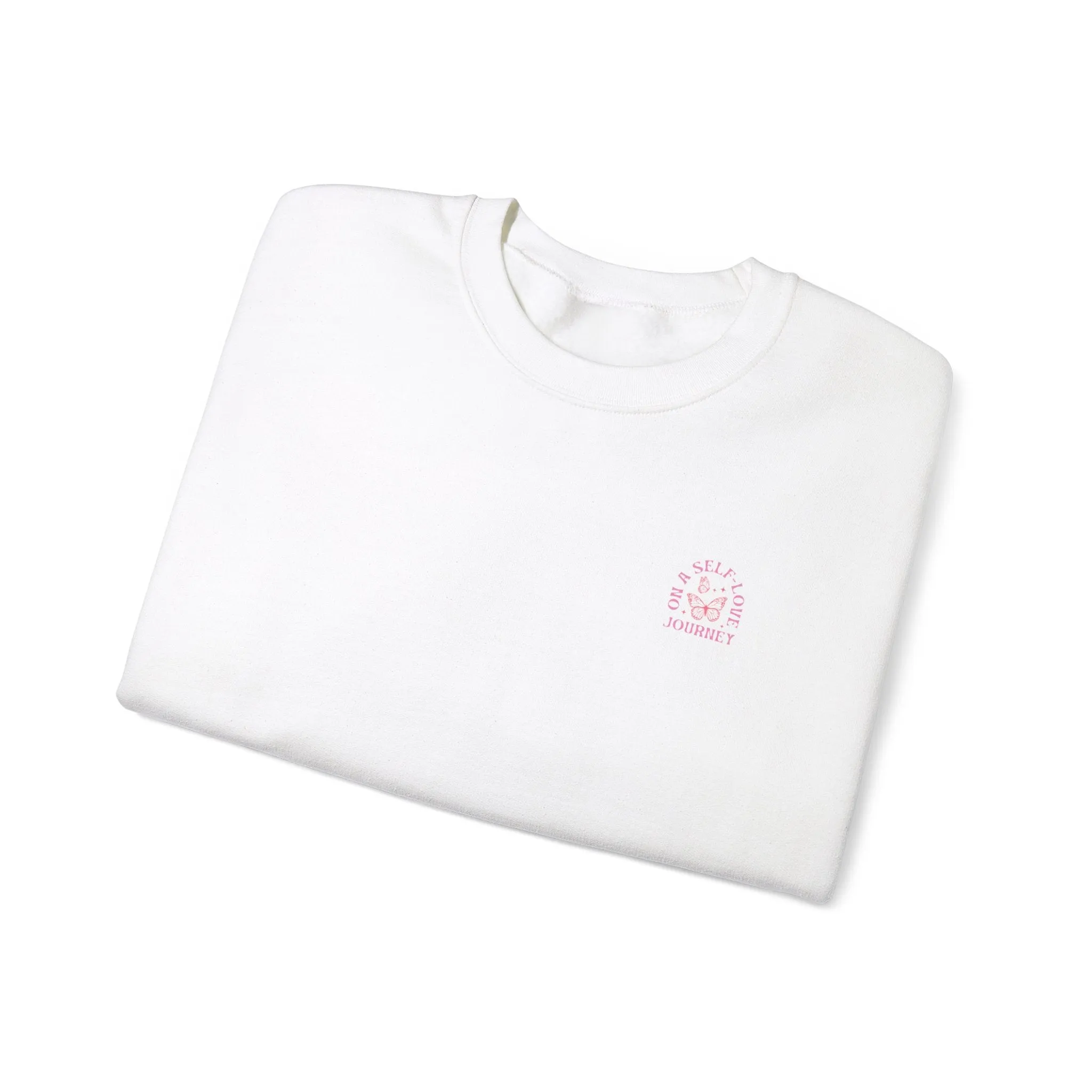 On A Self love Journey Front and back Double sided shirt Self Love club Happiness Unisex Heavy Blend™ Crewneck Sweatshirt