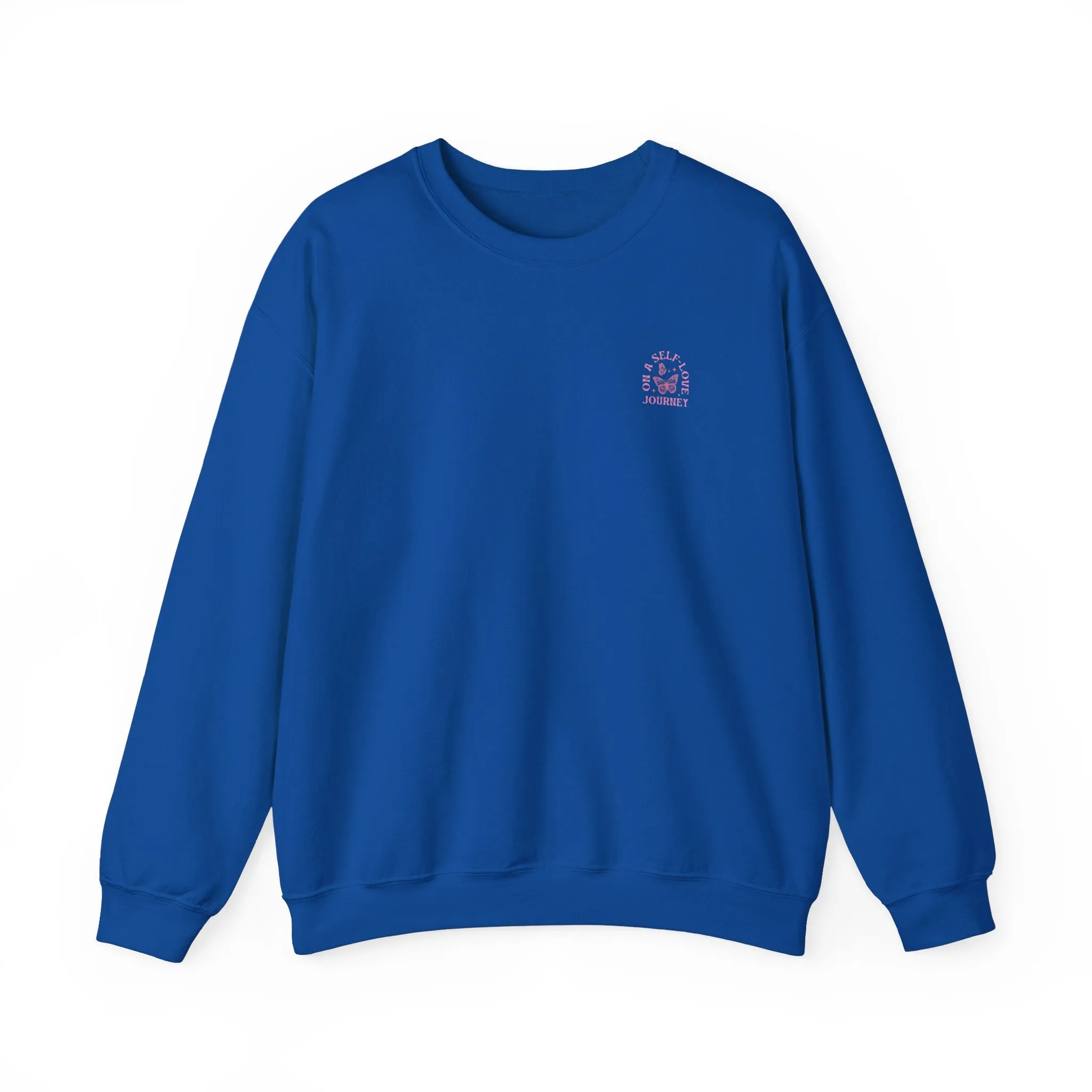 On A Self love Journey Front and back Double sided shirt Self Love club Happiness Unisex Heavy Blend™ Crewneck Sweatshirt