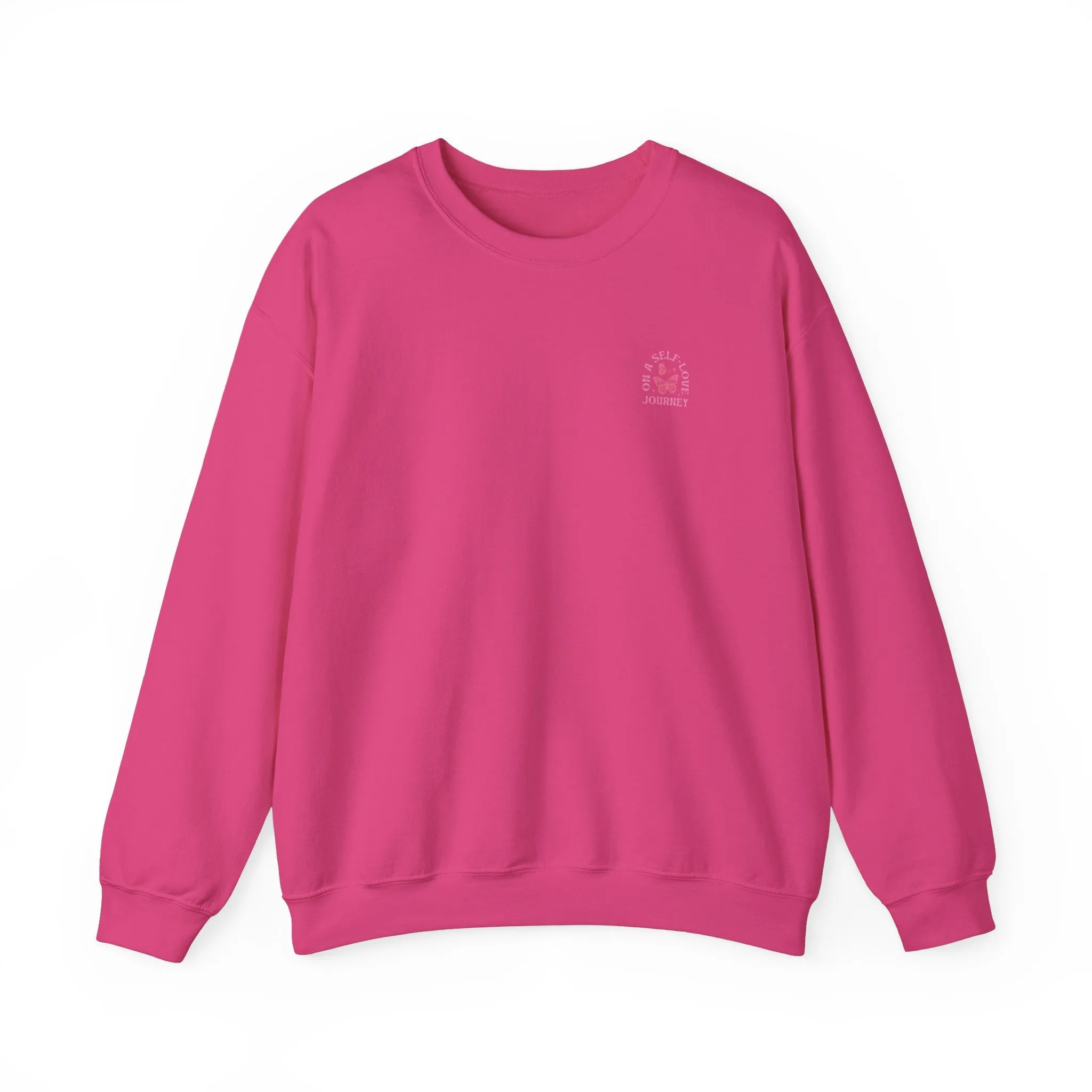 On A Self love Journey Front and back Double sided shirt Self Love club Happiness Unisex Heavy Blend™ Crewneck Sweatshirt
