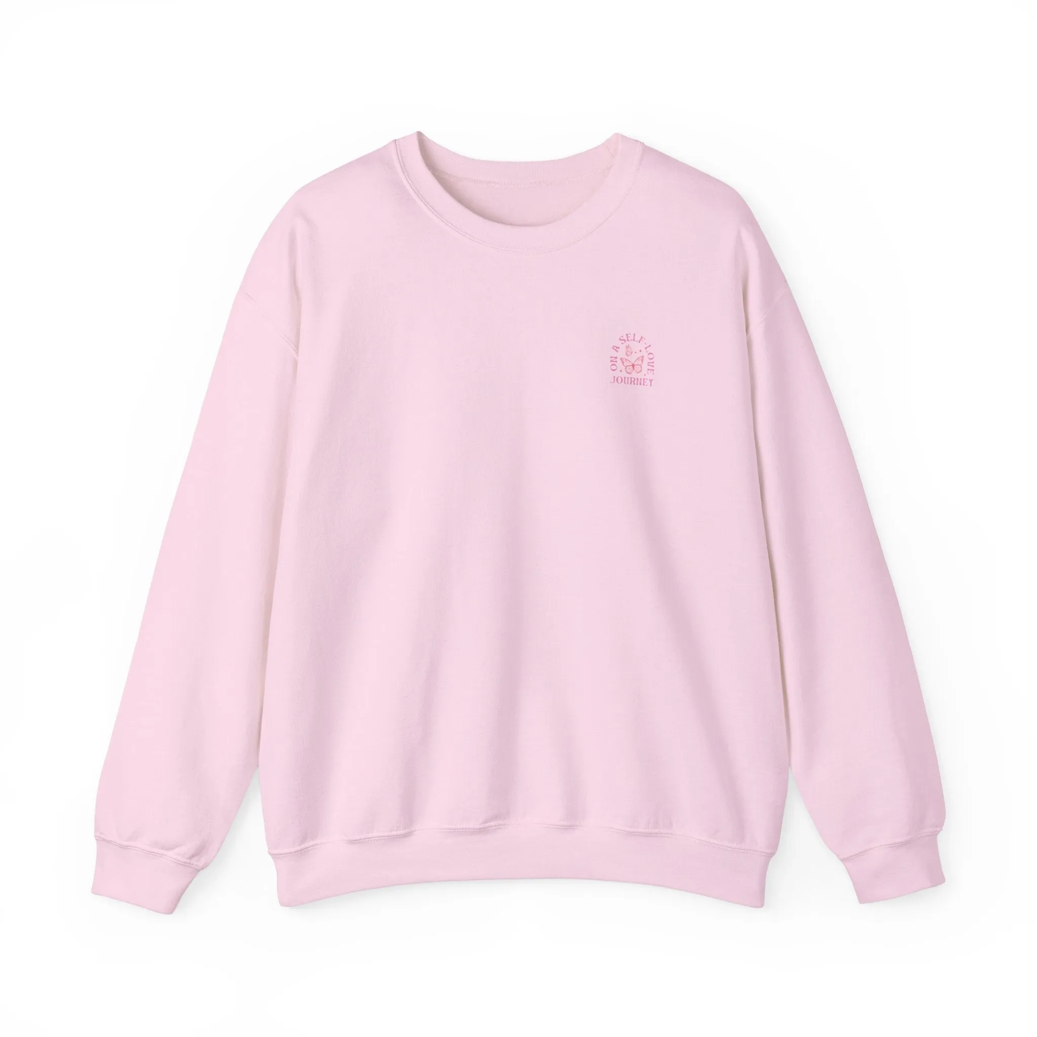 On A Self love Journey Front and back Double sided shirt Self Love club Happiness Unisex Heavy Blend™ Crewneck Sweatshirt