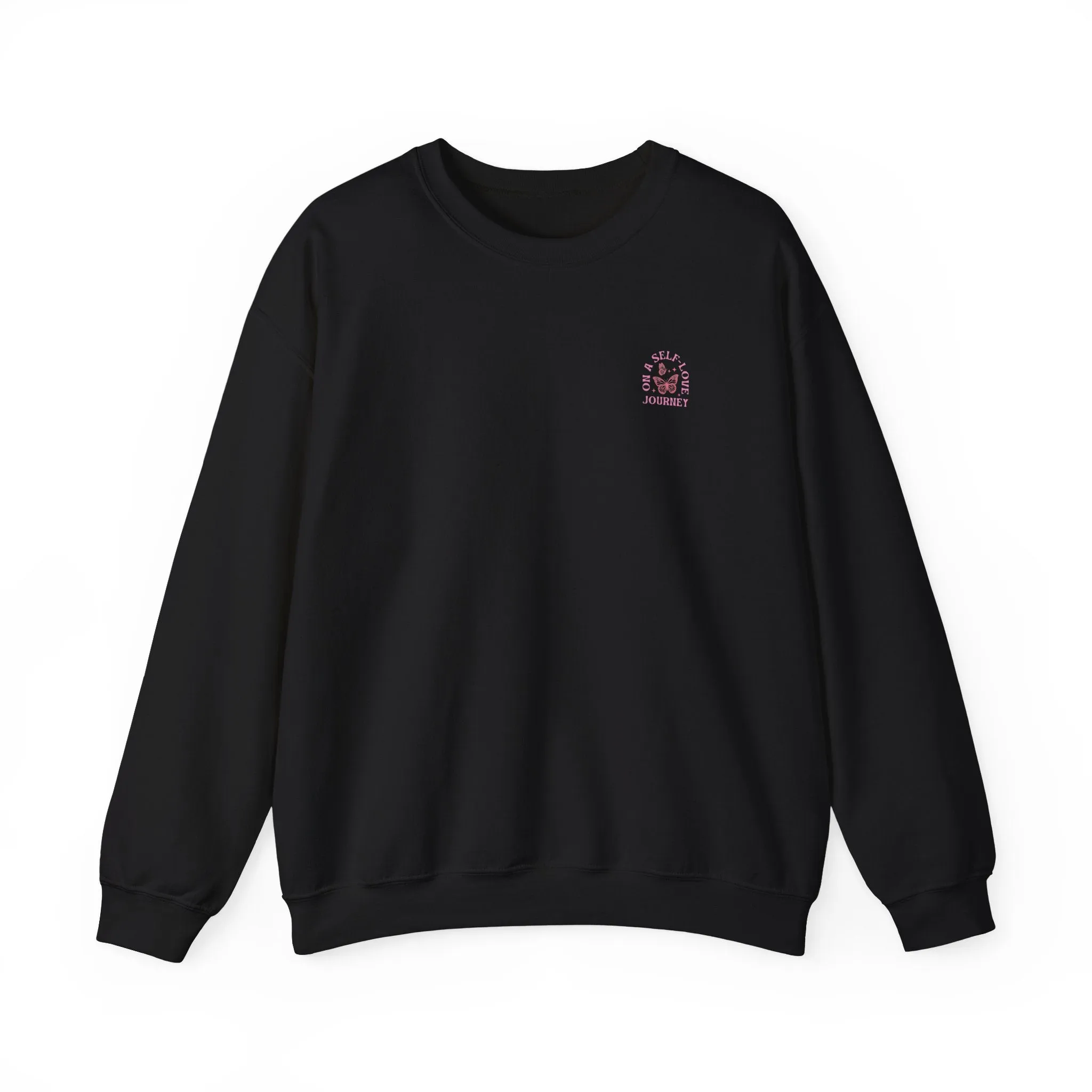 On A Self love Journey Front and back Double sided shirt Self Love club Happiness Unisex Heavy Blend™ Crewneck Sweatshirt